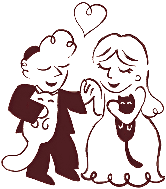 A cartoon drawing of Benji and Sarah holding hands.